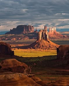 the desert is full of tall rock formations