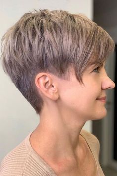 Short Tapered Pixie Haircut, Pixie Hairstyles Fine Hair, Women’s Pixie Haircut, Short Hair Women Pixie, Womens Pixie Haircut, Tapered Pixie Haircut, Short Pixie Haircuts For Thick Hair, Blended Bangs, Under Cut Pixie