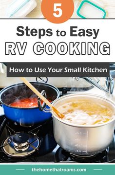 pots with sauce and noodles on stovetop in RV kitchen Crock Recipes, Crock Meals, Camping Dishes, Camping Dinners, Easy Camping Meals, Campfire Cooking