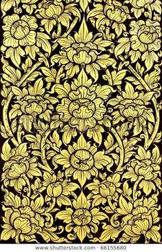 an abstract floral pattern in yellow and black