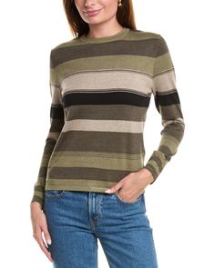 Yal New York Stripe Pullover Sweater1 Crewneck Design, Olive Color, Green Sweater, Colorful Sweaters, Stripes Pattern, Pullover Sweater, Color Patterns, To My Daughter, Pullover Sweaters