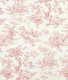 a red and white toiler print fabric