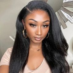 Instantly add texture and volume with our Ready to Go Kinky Straight Wig. This glueless wig features an HD lace front for a natural hairline and is made from 100% Brazilian human hair, offering a bold, full kinky straight texture. Key features include: ✔️ Length Options — Available in multiple lengths to suit your desired look.✔️ Lace Type — HD lace for a flawless, undetectable hairline.✔️ Color — Natural black for a versatile, timeless look.✔️ Density — Full-bodied and voluminous for a bold app Strong Hairstyles, Excuse My Beauty, Texturized Hair, Curly Baby Hair, Sew In Weave Hairstyles, Mini Twists Natural Hair, Wigs Hairstyle, 2 Hairstyles, Hair Ads