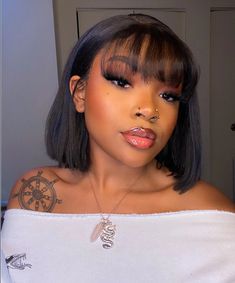 Mekap Mata, Straight Bob Hairstyles, Weak Hair, Smink Inspiration, Penteado Cabelo Curto, Wig With Bangs, Short Bob Wigs, Bob Wig, Human Hair Wig