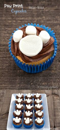 cupcakes with marshmallows and chocolate frosting on top