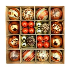 a box filled with lots of different types of ornaments