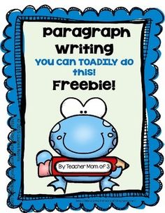 a blue and white sign that says paragraphn writing you can today do this freebie