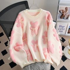 Soft Kawaii Sweater, Kawaii Sweaters, Winter Korean Fashion, Cute Bear Hoodie Pink, Pink Long Sleeve Kawaii Sweater, Pink Kawaii Sweatshirt, Kawaii Sweaters & Cardigans, Kawaii Sweater, Bow Sweater