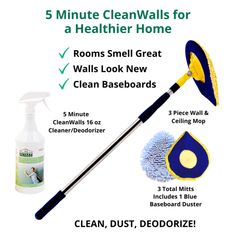 the 5 minute cleanwalls for a healthier home is shown in this ad