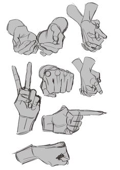 several hand gestures drawn in black and white