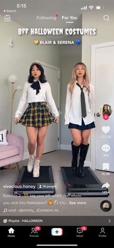 two girls dressed up in school uniforms