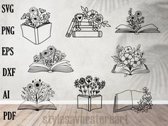 flowers and books svg files