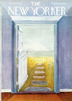 the new yorker magazine cover with stairs leading to an open door