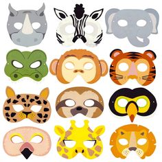 a group of different masks with animals on them