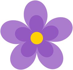 a purple flower with yellow center on a white background