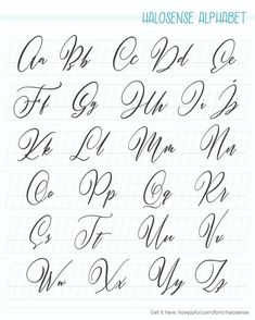 handwritten alphabets with different letters and numbers in cursive writing, including the letter