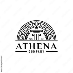 the logo for athena company, which has been designed to look like an art deco