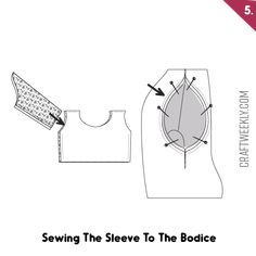 sewing instructions showing how to sew the sleeve to the bodge with this pattern