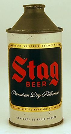 an old tin can with the word stop beer on it