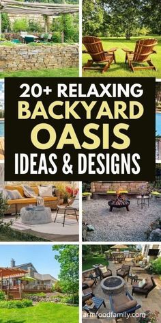 backyard oasis ideas and designs with text overlay