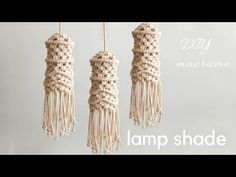 three macrame tassels hanging from strings with the words diy macrame