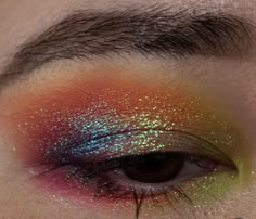 Funky Eyeshadow Looks, Funky Eyeshadow, Whimsy Makeup, Colourful Makeup Looks, Yellow Makeup Looks, Fun Eyeshadow Looks, Colorful Makeup Looks, Fun Eyeshadow, Funky Makeup