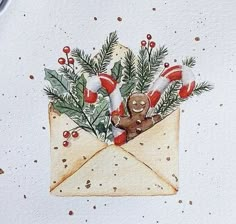 Christmas Sketch, Christmas Illustrations, Watercolor Flower Art, Christmas Drawing, Christmas Postcard