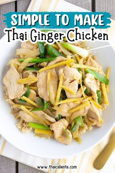 Enjoy this flavorful Thai chicken recipe (Gai Pad Khing) with fresh ginger, garlic, and sautéed mushrooms. This Thai stir fry is quick to make and perfect for busy weeknights. Serve over rice for a delicious dinner that’s sure to impress your family and friends. Chicken Ginger, Thai Chicken Recipes, Easy Thai Recipes, Healthy Stir Fry, Ginger Chicken, Fry Sauce, Stir Fry Sauce, Thai Chicken, Chicken Stir Fry