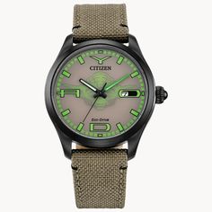 Yoda Brown Dial Nylon Strap BM6839-06W | CITIZEN Sporty Watch, Classic Quotes, Fan Jewelry, Citizen Watch, Citizen Eco, Star Wars Yoda, Peoples Jewellers, Light Side, Three Hands