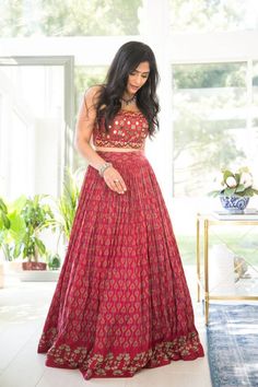 Embroidered Bustier, Indian Dress Up, Printed Mirror, Mirror Work Lehenga, Cotton Lehenga, Simple Lehenga, Lehenga Designs Simple