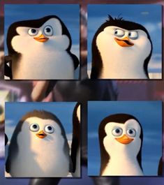 the penguins are making funny faces in this animated movie character photo collager image