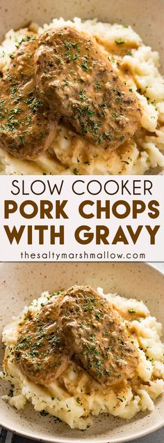 slow cooker pork chops with gravy is an easy and delicious dinner