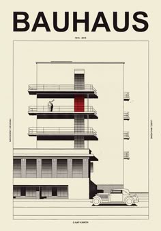 an architectural drawing of the bauhaus apartment building, with two balconies on each floor