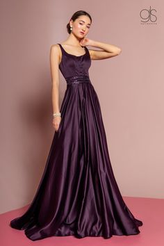 Sleeveless Gowns Evening Dresses, Magenta Formal Dresses Long, Formal Gala Dresses Classy, Purple Gala Dress, Purple Dress Formal Classy, Plum Prom Dress, Satin Gown Designs, Eggplant Bridesmaid Dresses, Eggplant Dress