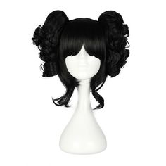 Breathable Hair Wigs for Women 14&amp;#034; Black Wigs with Wig Cap Shoulder Length Cinderella Cosplay, Black Hair Wigs, Two Ponytails, Clip In Ponytail, Black Curly, Hair Styling Tools, Short Hair Wigs, Anime Black, Wig Lace