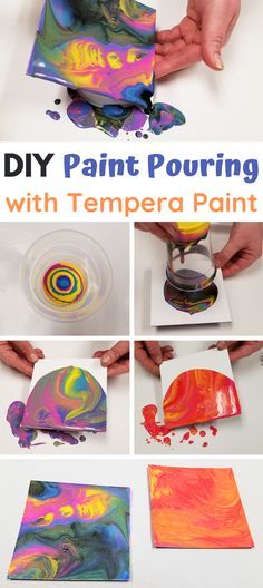 the process for painting with acrylic paint is shown in four different stages, including using