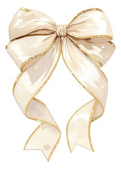 a large white bow with gold dots on it