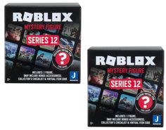 two boxes of roblox mystery equipe series 12 dvd's are shown