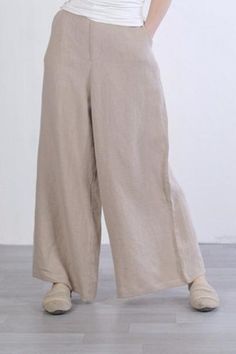 #wideleg #pants #trousers #linen Versatile Baggy Bottoms For Spring, Casual Wide Leg Pants With Button Closure, Full Length, Casual Full Length Bottoms With Buttons, Casual Full Length Pants With Buttons, Casual Full Length Buttoned Pants, Spring Wide Leg Solid Color Bottoms, Spring Wide Leg Bottoms In Solid Color, Versatile High Waist Bottoms With Buttons, High Waist Linen Bottoms With Buttons