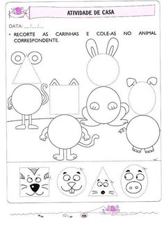 an activity sheet for children to learn how to draw cartoon animals and their faces in spanish