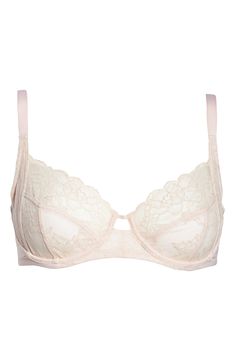 Sheer floral lace creates a gorgeous neckline in this strategically seamed bra that comfortably lifts and supports a full bust. Style Name:Natori Statement Underwire Bra. Style Number: 5845165. Feminine Full Coverage Bra With Lace Trim, Feminine Full Coverage Lace Bra, Partially Lined Lace Bra In Beige, Partially Lined Lace Beige Bra, Chic Fitted Pink Bra, Feminine Full Cup Bra With Lace Trim, Feminine Bra With Lace Closure, Feminine Beige Bra With Lace Trim, Feminine Fitted Bra With Lace Closure