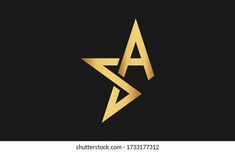 gold star logo design on black background with copy space for your business or brand name