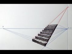 a drawing of a stair case being drawn