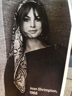 an old photo of jean shrimpton from the early'80s, with her name on it