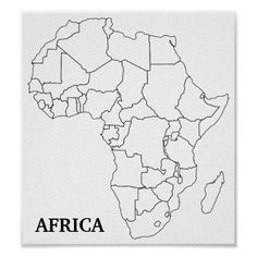 africa map in black and white with the word africa on it's left side