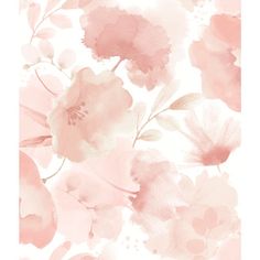 watercolor flowers on white background with pink and peach colors in the middle, for wallpaper or fabric