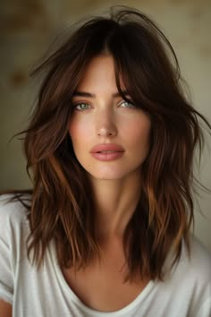 Face Framing Layers Shoulder Length Curtain Bangs, Tortoiseshell Hair Color, Best Hair Color For Light Brown Eyes, Mi Long Haircut, Parisian Haircut, Mid Length Blowout, Hair Color For Blue Eyes And Fair Skin, Shoulder Length Dark Hair, Mid Length Haircut With Bangs