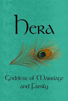 the cover of hera goddess of marriage and family, with a peacock feather on it