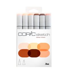 the copic sketch markers are set up in a package with different colors and shapes