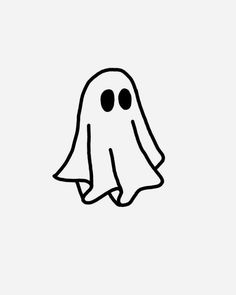 a black and white drawing of a ghost with two eyes on it's face